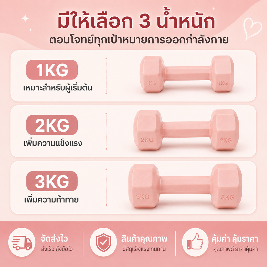 【COD】ดัมเบล 1 kg 2kg 3kg ออกกำลังกาย ฟิตเนส ดัมเบลสำหรับผู้หญิง dumbell ขายเป็นคู่