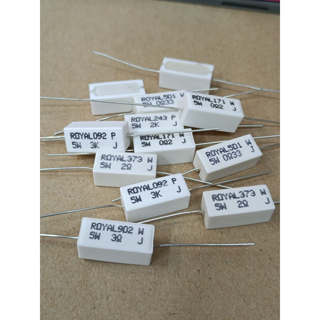 r กระเบื้อง 5w 0.2E 0.33E 2E 3E 2K 3K ตัวต้านทาน Resistor Ceramic 5W/แพ็คคู่2ตัว