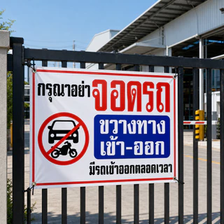 🔥ป้ายไวนิล(V11) ป้ายกรุณาอย่าจอดรถขวางทาง พื้นที่ห้ามเข้า ห้ามเข้าก่อนได้รับอนุญาต พื้นที่ส่วนบุคคลห้ามบุกรุก 🔥🔥