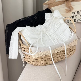 SISSY : Luna Lace Top (XS-XXL) เสื้อสายเดี่ยวผ้าลินิน แต่งลูกไม้ ดีเทลจับจีบหน้า ผ้านุ่มพริ้ว ใส่สบาย