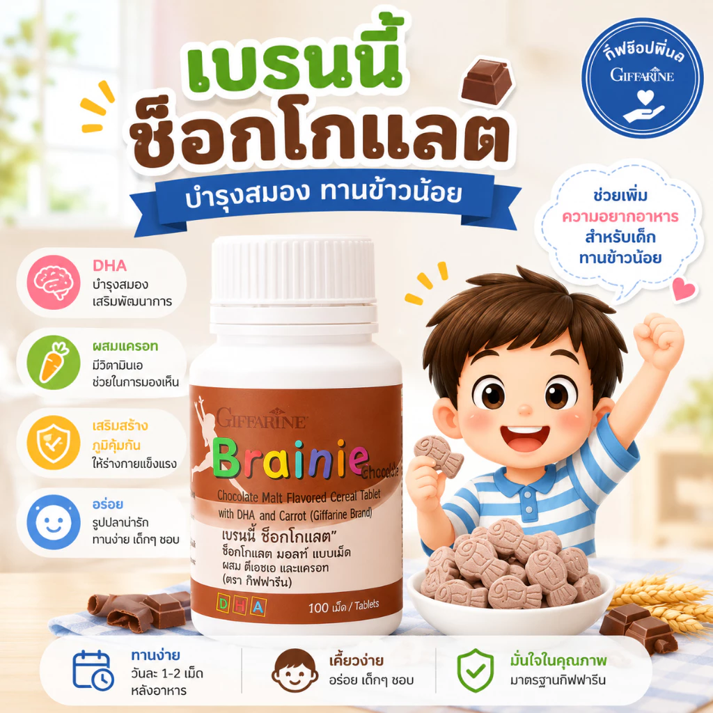 วิตามินเด็ก อาหารเสริมเด็ก กิฟฟารีน วิตามิน บำรุงสมอง ความจำ สายตา เสริมภูมิคุ้มกัน แคลเซียมสูง thumbnail 4