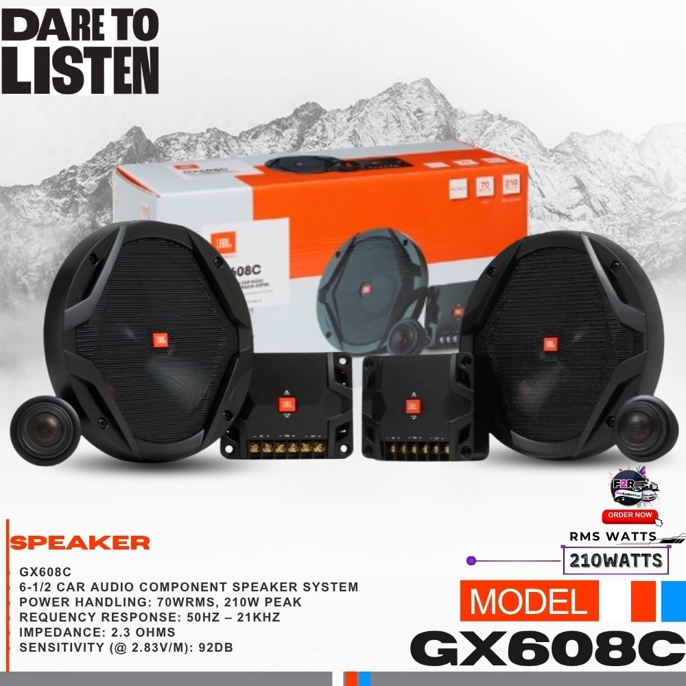 ลำโพงแยกชิ้น 6.5นิ้ว  JBL รุ่น GX608C รุ่นท๊อป ลำโพงเสียงดี ติดรถยนต์ เบสแน่น ของแท้100%