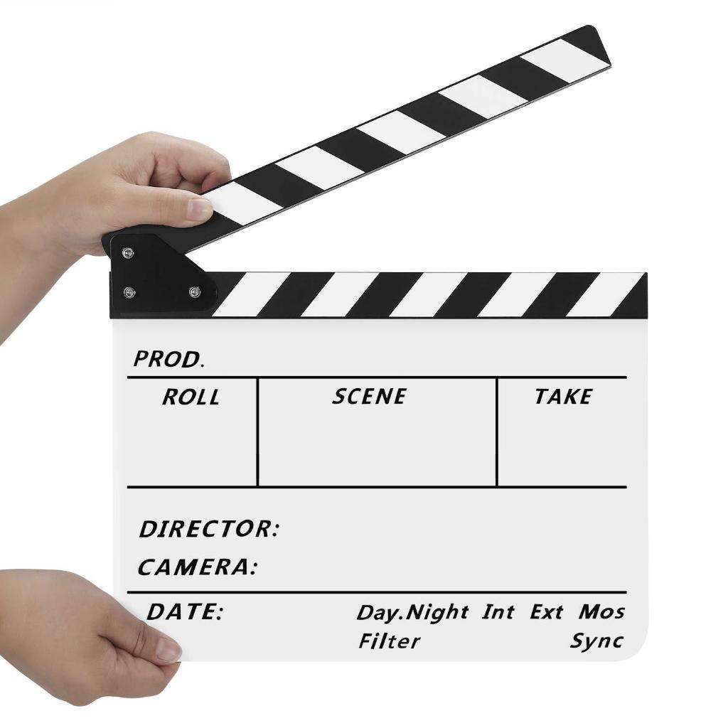 อะคริลิค Clapperboard ภาพยนตร์ Directors Slate ตัด Action ฉาก Film Clapper ฟิล์ม Slate แห้งลบ Nmus Acrylic camera