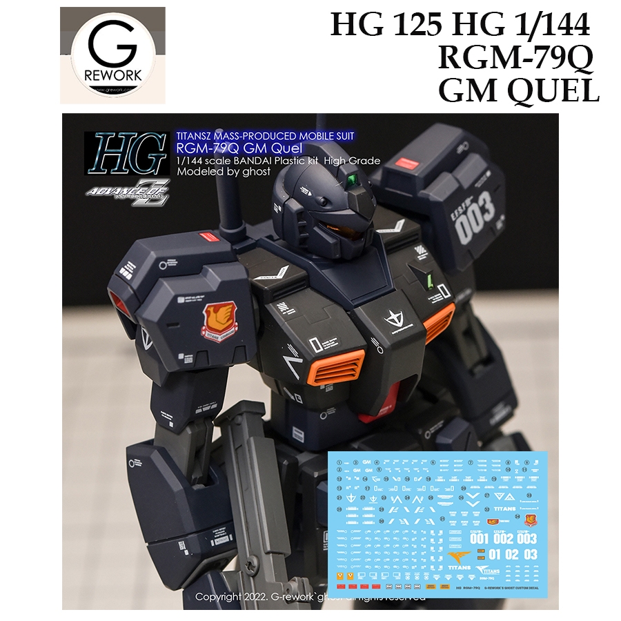 G Rework HG125 HG 1/144 RGM-79Q GM QUEL WATER SLIDE DECAL