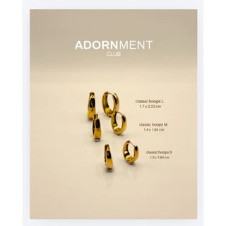 (Preorder L )Adornment Club - Classic hoops earrings gold ต่างหู ทอง S,M,L l nickel free waterproof แพ้ง่ายใส่ได้ กันน้ำ
