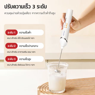 MEEVIDA เครื่องตีฟองนมไฟฟ้าไร้สาย 5 in 1 ปรับ 3 ระดับ ชาร์จ USB พร้อมหัวตี 5 แบบ ตีฟองนม ตีไข่ ผสมเครื่องดื่ม