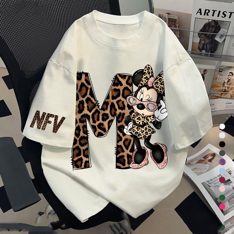 【จัดส่งตลอด 24 ชั่วโมง】 ลายหนู คอกลม เสื้อ oversize ชุดหน้าร้อน ผู้หญิง tshirt 8.03
