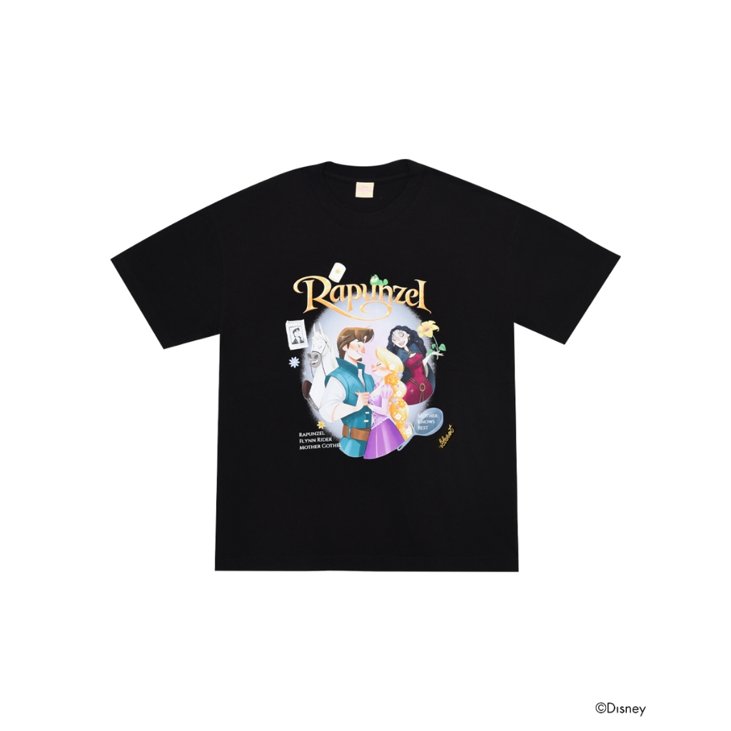 Kloset and Etcetera Mother Know Best T-shirt (Rapunzel-07) เสื้อยืดแขนสั้นสีดำ