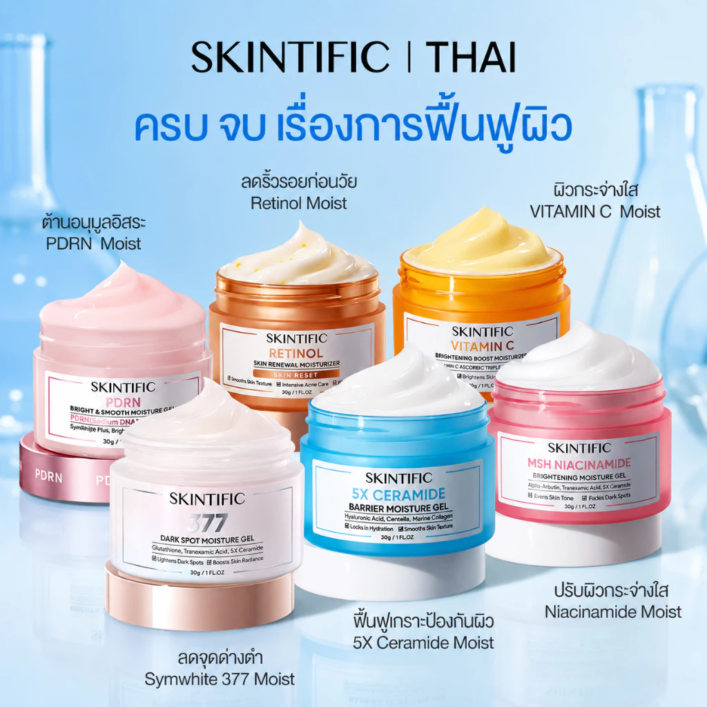 SKINTIFIC มอยเจอร์ไรเซอร์ ครีม ครีมบำรุงผิวหน้า Moisturizer Gel ช่วยบำรุงและเสริมเกราะป้องกันใบหน้า ครีมทาหน้า ครีมขาว