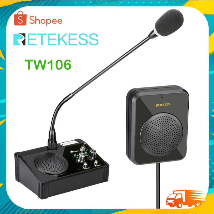 Retekess TW106 Window Intercom 5W อินเตอร์คอมติดกระจกไร้สาย พร้อมไมค์ แบบตั้งโต๊ะ 1 ชุด