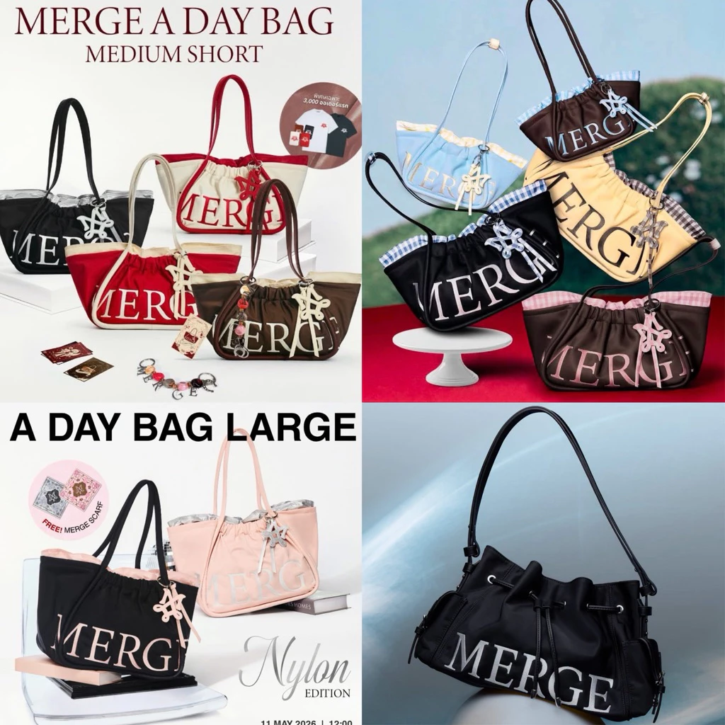ส่งด่วน แมส📍Merge A Day Bag Nylon แถมชาร์มพวงกุญแจ ใหม่มือ1 ของแท้100%