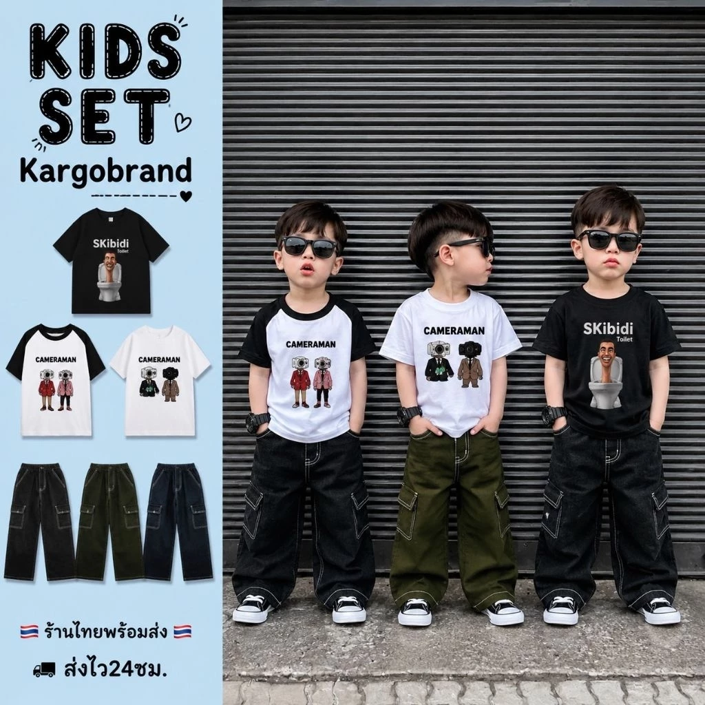 พร้อมส่ง เสื้อ Skibidi เด็ก และกางเกงเด็ก ลายน่ารัก ใส่สบาย เลือกซื้อแยกได้