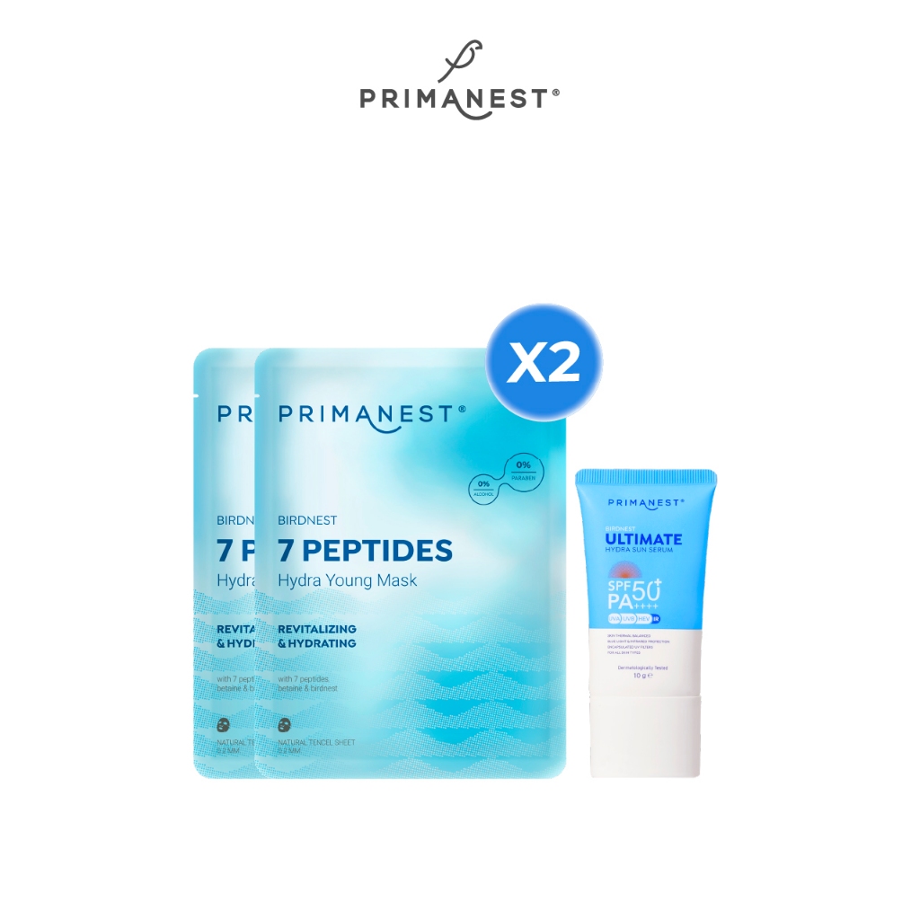 [ของสมนาคุณ] PrimaNest Ultimate Hydra Sun Serum 10 g 1 ชิ้น & 7 Peptides Hydra Yong Mask 25 ml 2 ชิ้น