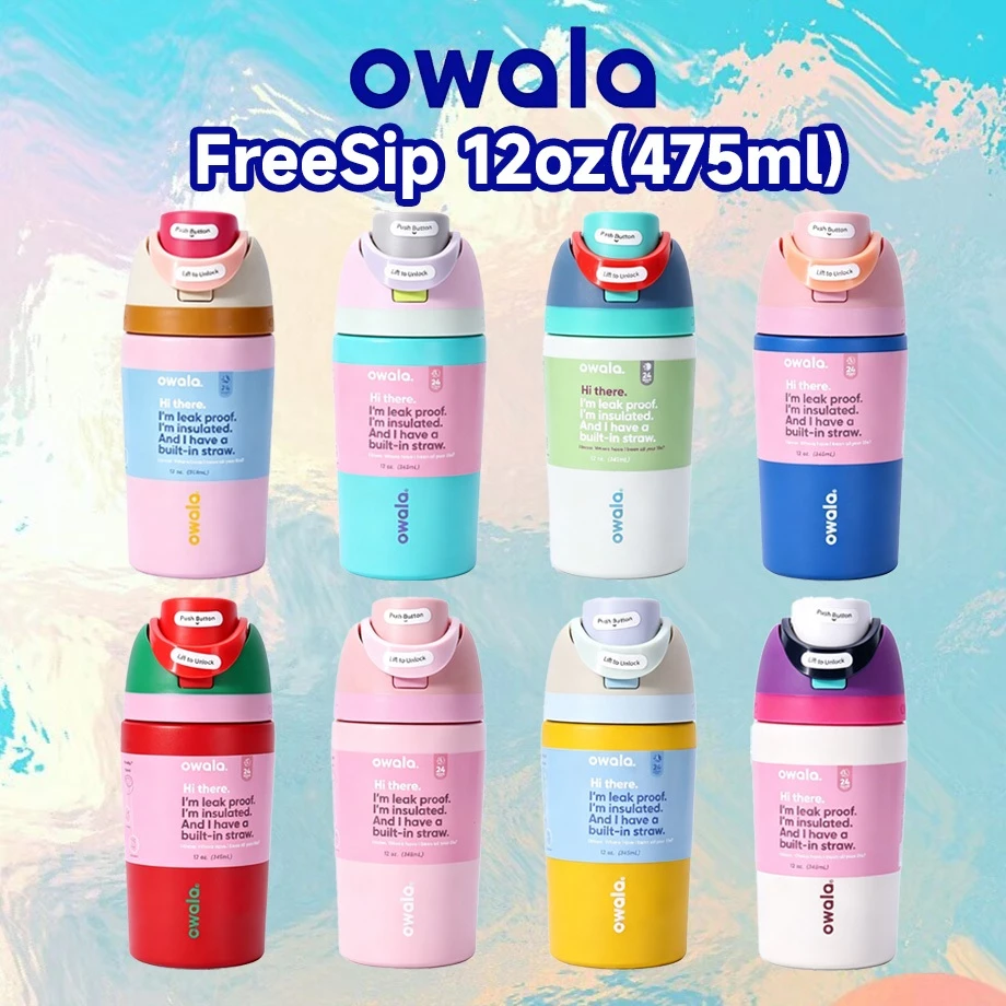 Owala FreeSip ขนาด 12oz แก้วน้ำสแตนเลสเก็บความร้อน พร้อมหลอดดูด กันรั่วซึม