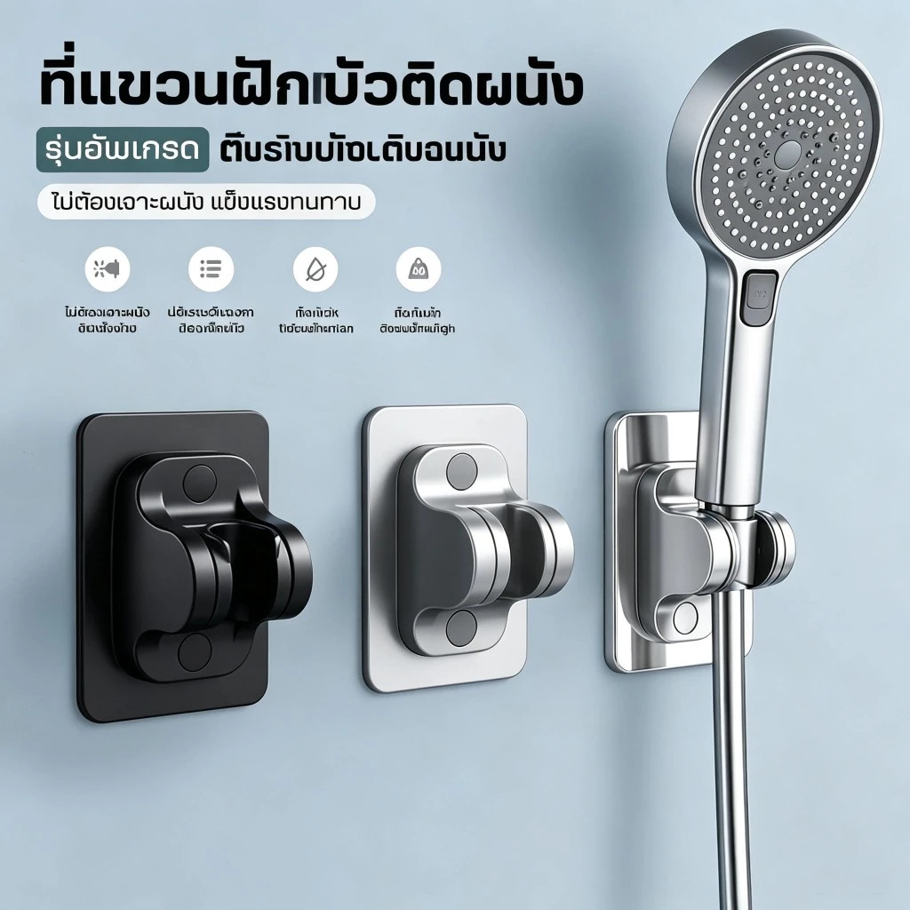 ที่แขวนฝักบัวติดผนัง(รุ่นอัพเกรด)ปรับระดับองศาได้ ที่จับฝักบัว ที่แขวนฝักบัวอาบน้ำ ขาแขวนฝักบัว สายฉีด ที่แขวนสายชำระ