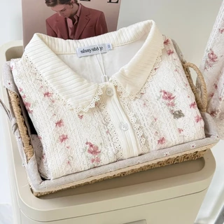 SISSY : Lace Floral Shirt (XS-XXL) เสื้อคอบัวแขนยาวผ้าลูกไม้ มีซับในทั้งตัว ทรงสวย ใส่สบาย