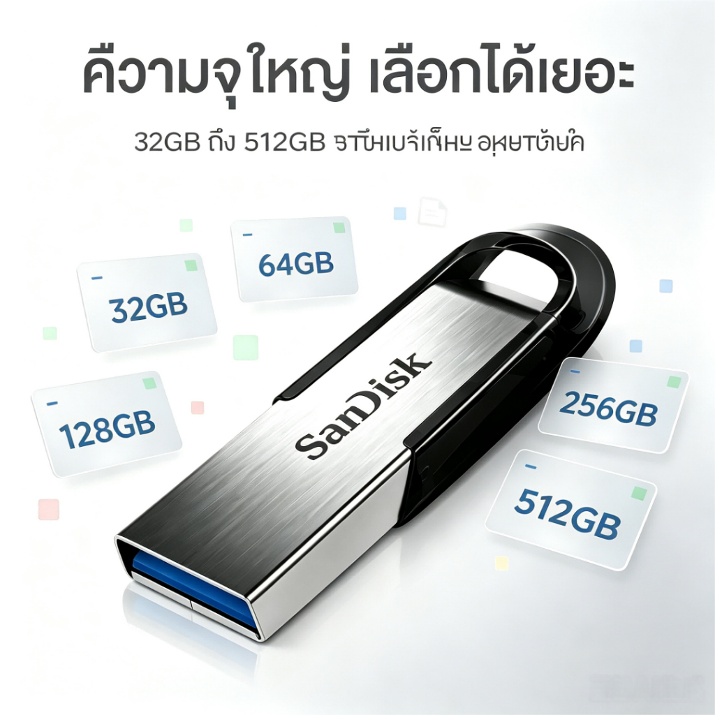 SanDisk Ultra Flair USB 3.0 32GB, 64GB, 128GB, 256GB , 512GB , 1TB Speed / 150MB (SDCZ73) ประกัน Synnex 2ปี