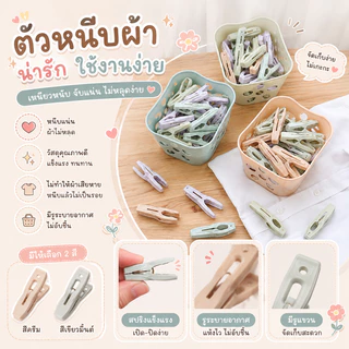 ตัวหนีบผ้า/ตะกร้า ตัวหนีบผ้า ตะกร้าผ้า พลาสติก หนีบแน่น 30ตัว ดีไซน์โค้งเว้า ตัวหนีบผ้า