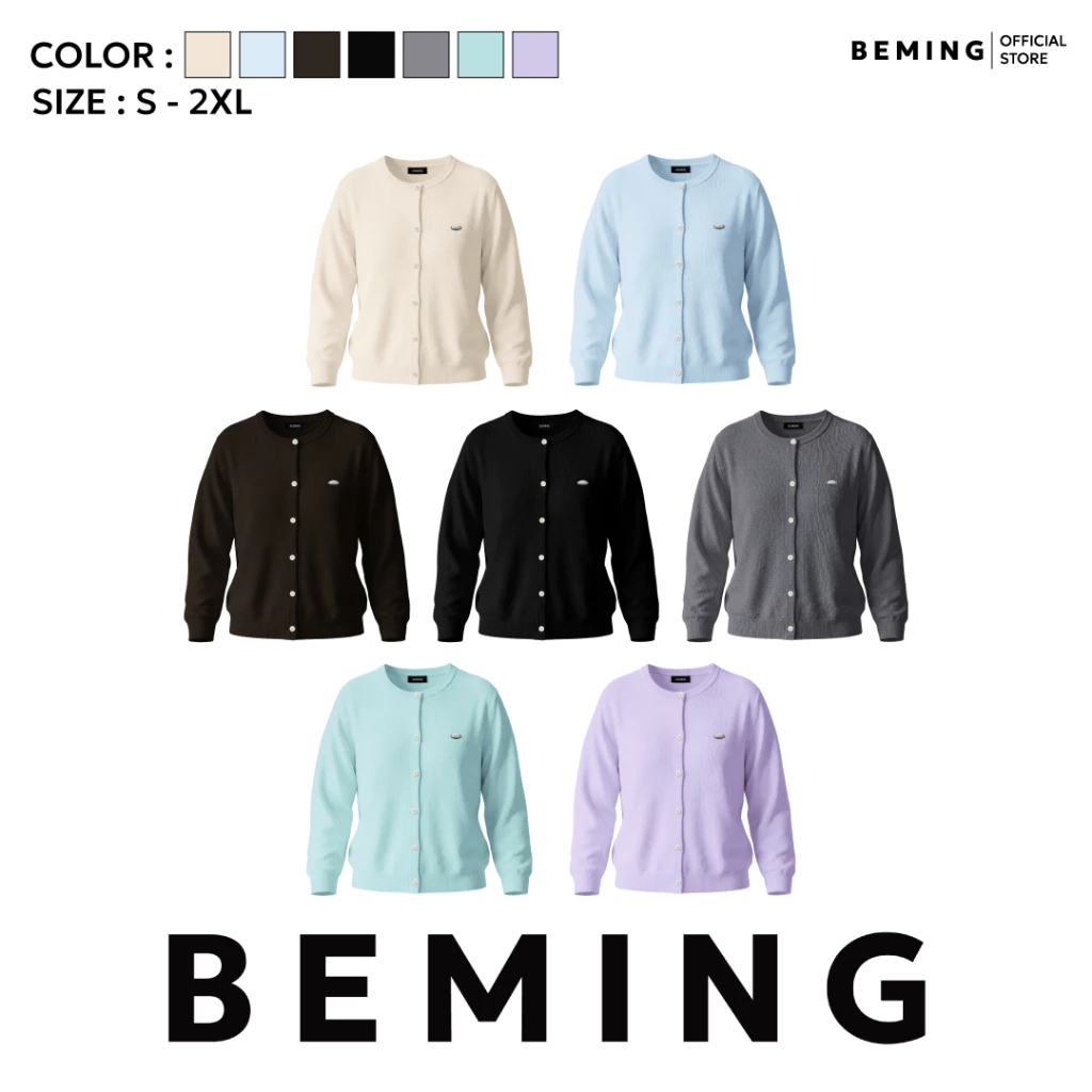 (Pre20-30 วัน)Bemingtop1266 (S-2XL) - Mori Knit Cardigan – คาร์ดิแกนไหมพรมดีไซน์มินิมอลนุ่มใส่สบายแมตช์ง่ายทุกลุค