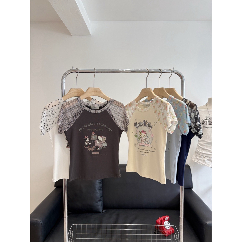 #ป้ายSiwa เสื้อยืดงานนำเข้า ลายจุดต๊ะลากกกกกก แมตช์ง่ายใส่สบาย