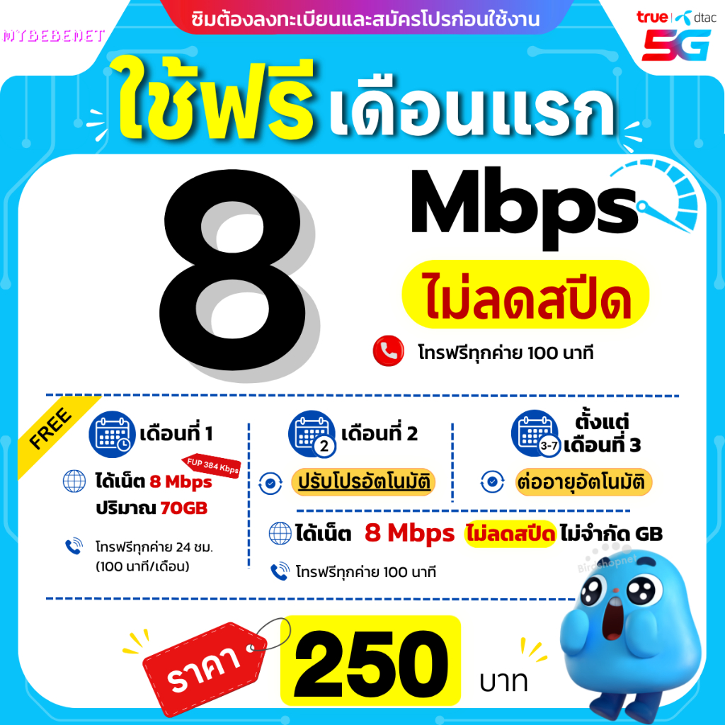 เก็บโค้ดหน้าร้าน📍(ใช้ฟรีเดือนแรก) ซิมเทพ Dtac เน็ตไม่อั้น 20 Mbps (80GB) + โทรฟรีทุกเครือข่าย 24 ชม.