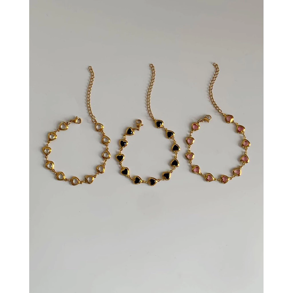 สร้อยข้อมือหัวใจ HER OBJECTIVE_HER ROSY BRACELET (สีใสมีคราบกาวทุกชิ้น)อ่านก่อนสั่งซื้อ❌❌❌❌