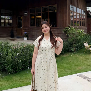 (❤️อกถึง 50") Bluely Dress เดรสสาวอวบ ชุดสาวอวบ