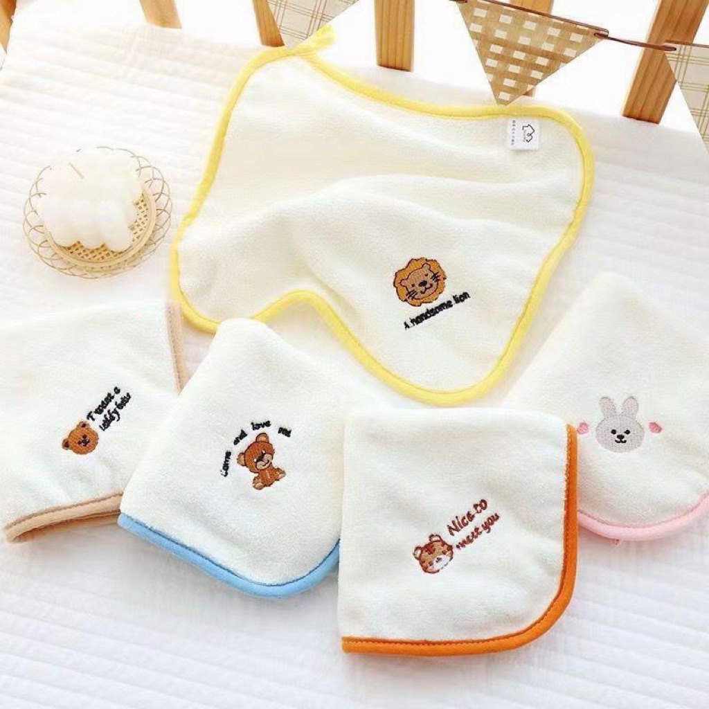 ผ้าเช็ดหน้าขนหนู ซับน้ำดี ผ้าเช็ดหน้าเด็ก 25x25cm ลายการ์ตูนน่ารัก สำหรับเด็ก
