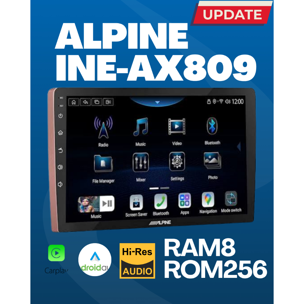 alpine INE-AX809 ram8 rom256 จอ9นิ้ว หน้าจอมัลติมีเดียร์และระบบนำทาง รองรับ carplay,android auto