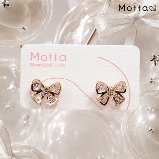 Motta Earring ต่างหูติดหูชุบทองคำขาว ดีไซน์งานโบว์เพชรเล่นแสงสะดุดตา