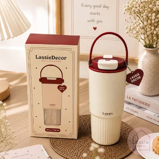💗แก้วเก็บความเย็นมีหูหิ้ว Ripple Heart 740ml สแตนเลส 316L เคลือบเซรามิก พร้อมพวงกุญแจ l Lassie Decor 🎀