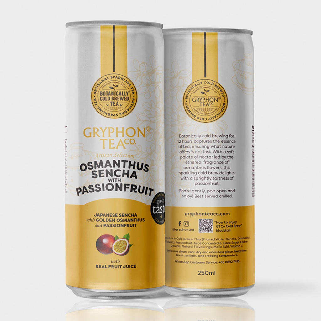 Gryphon Osmanthus Sencha with Passionfruit Cold Brewed Sparkling Tea Can กริฟฟอน ชาสปาร์กลิงสกัดเย็น