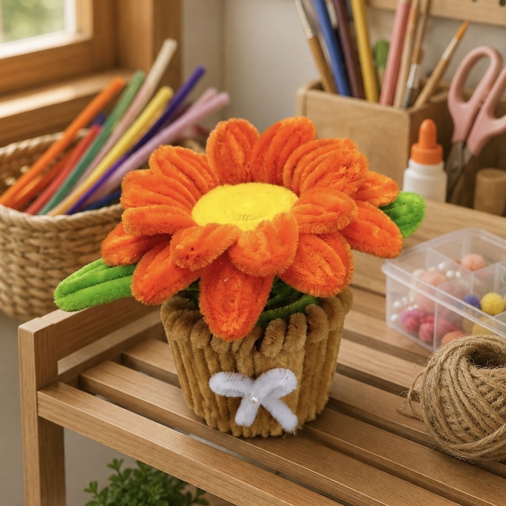ดอกทานตะวันลวดกำมะหยีพร้อมกระถาง ของฝาก ของขวัญ ของชำร่วย ของตกแต่ง