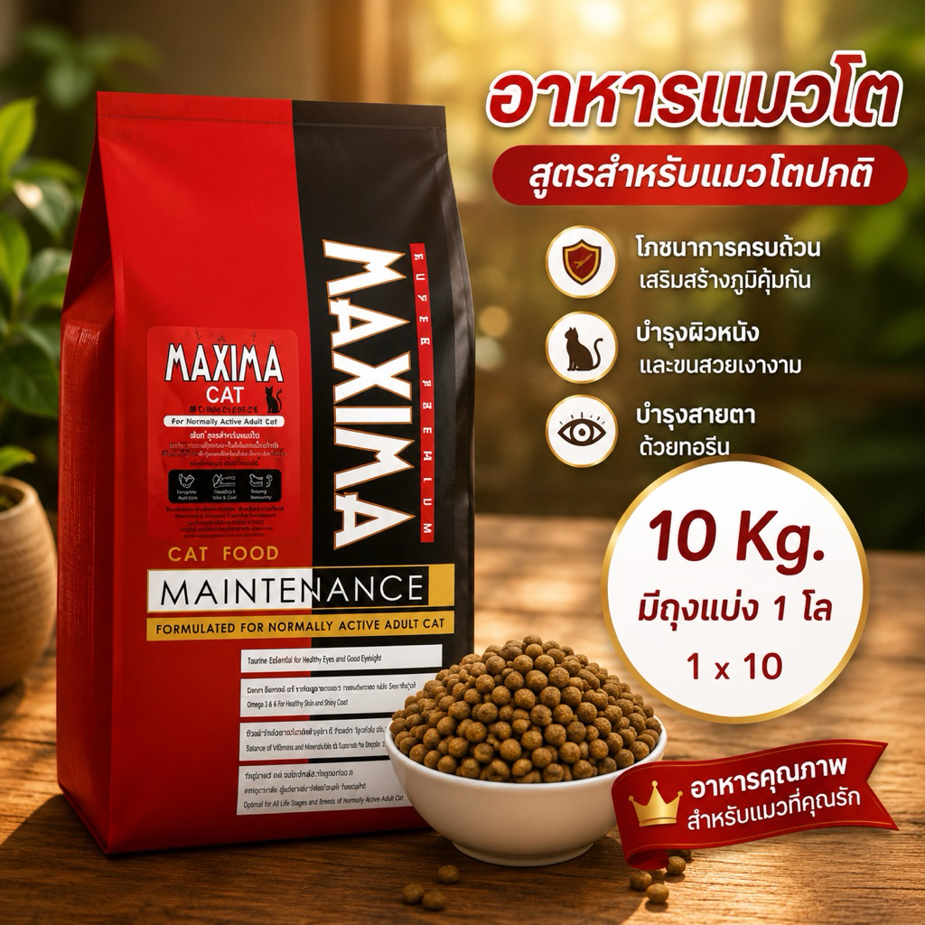 10กิโลกรัม Maxima อาหารแมว แบ่งถุงละ1kg.10ถุง