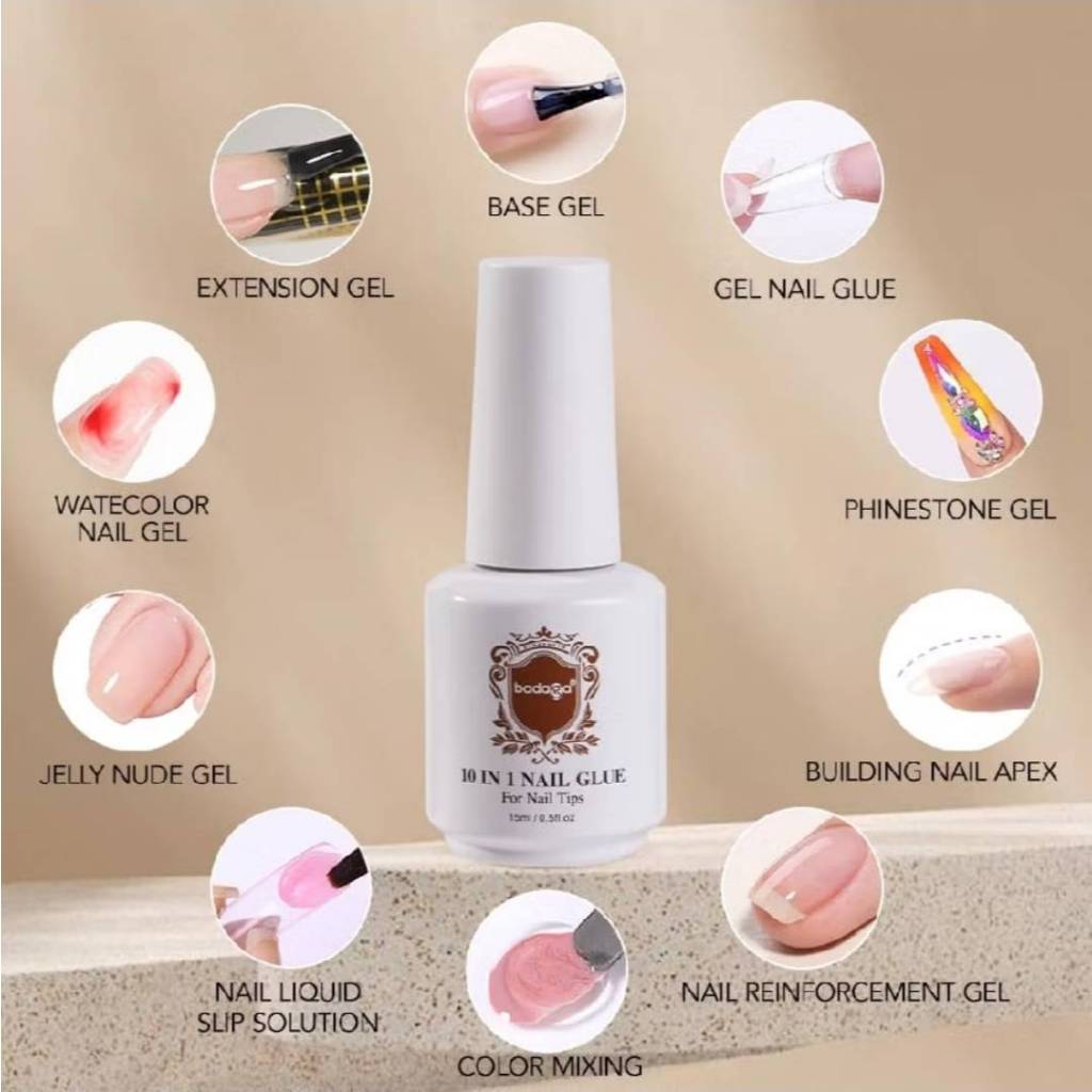 🆕​BADAGA 10in1 Nail glue กาวเจลบาดาก้า ขวดเดียวจบ ใช้ได้ทุกเคส >เป็นเบสเจล>กาวเจลต่อPVC