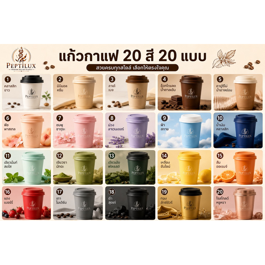 แก้วกาแฟ 20 สี 20 แบบ พกพาง่าย