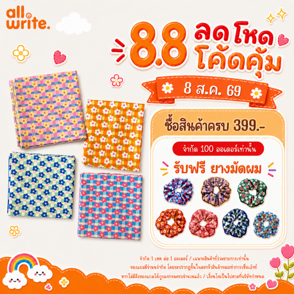 allwrite Herb Headscarf ผ้าโพกหัวลายดอกไม้สุดคิวท์