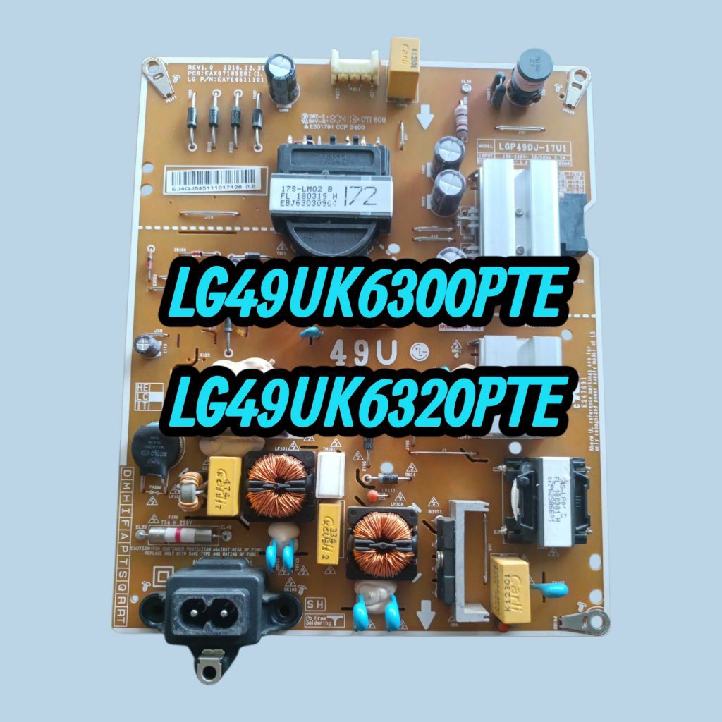 บอร์ดเพาเวอร์ซัพพลายทีวี LG รุ่นLG49UK6300PTE,LG49UK6320PTEแท้ถอด