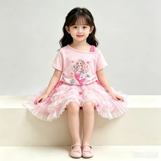 BB147 พร้อมส่ง ชุดเซตลูกสาวเสื้อ+กระโปรง เมอเมจหวาน นางเงือกน้อย น่ารักมาก