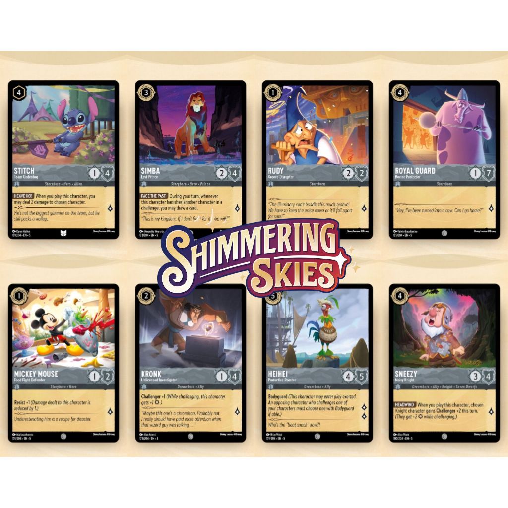 [แยกใบสีเทา NON-FOIL Set 5 พร้อมส่ง EN] NO. 171-203 Disney Lorcana Shimmering Skies