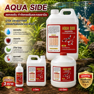 น้ำยาลดคลอรีน AQUA SIDE 1ลิตรกับ2ลิตร น้ำยาปรับคลอรีนให้น้ำสามารถเลี้ยงปลาได้อย่างปลอดภัย คุณภาพที่คู่ควรกับคนเลี้ยงปลา