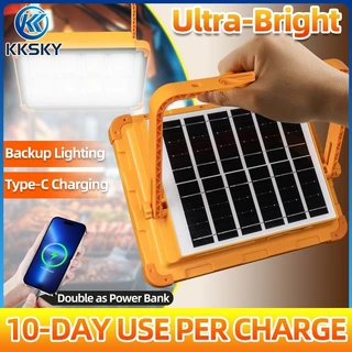 KKSKY ไฟฉุกเฉิน โซล่าเซลล์ 50000W 100000W ฝนตกชาร์จได้ สปอตไลท์พกพา IP68 solar light ไฟพกพาอเนกประสง ไฟฉุกเฉินในบ้าน LED