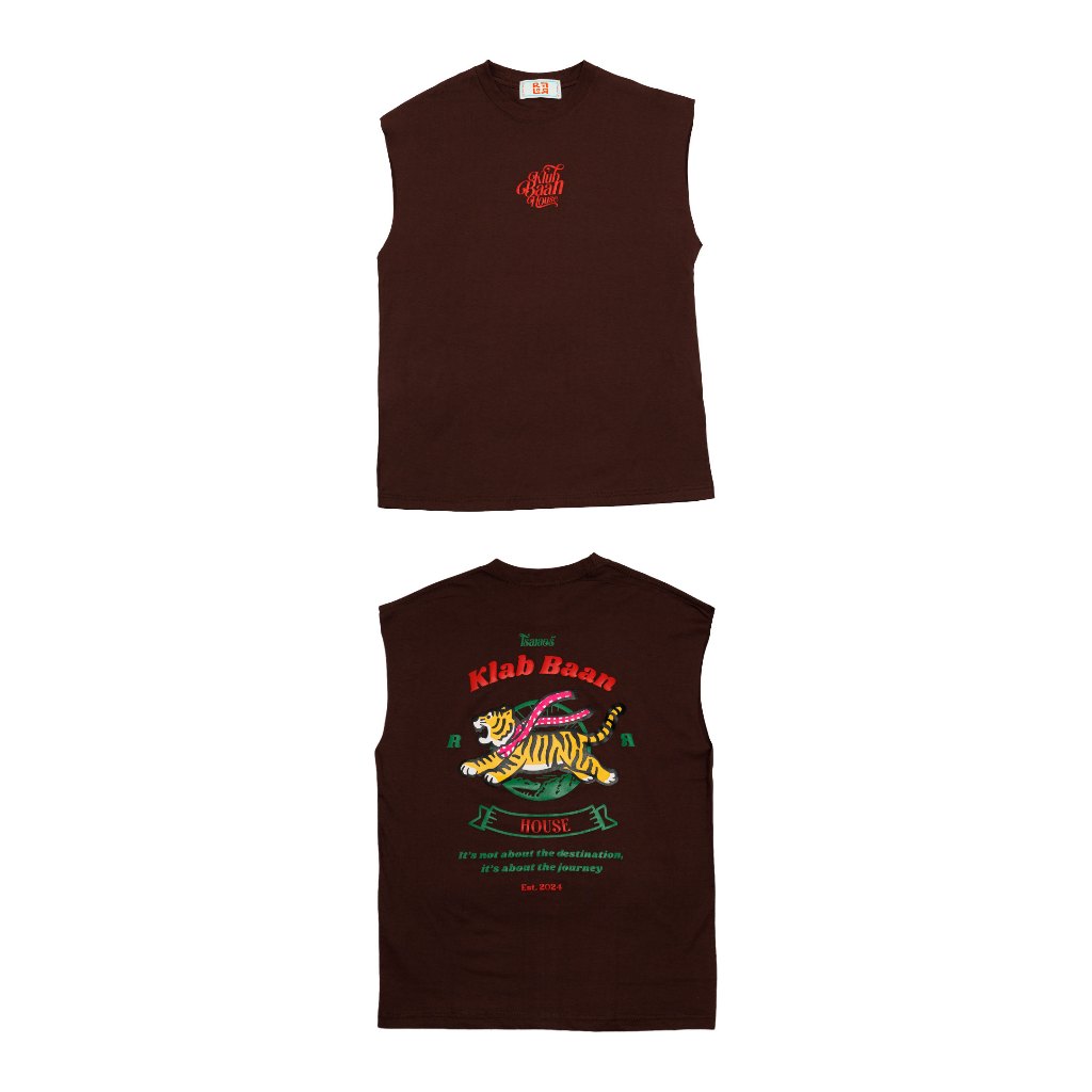 URTHE - เสื้อแขนกุด สกรีนลาย Oversize รุ่น RUN TIGER RUN SLEEVELESS SHIRT รูปที่ 6