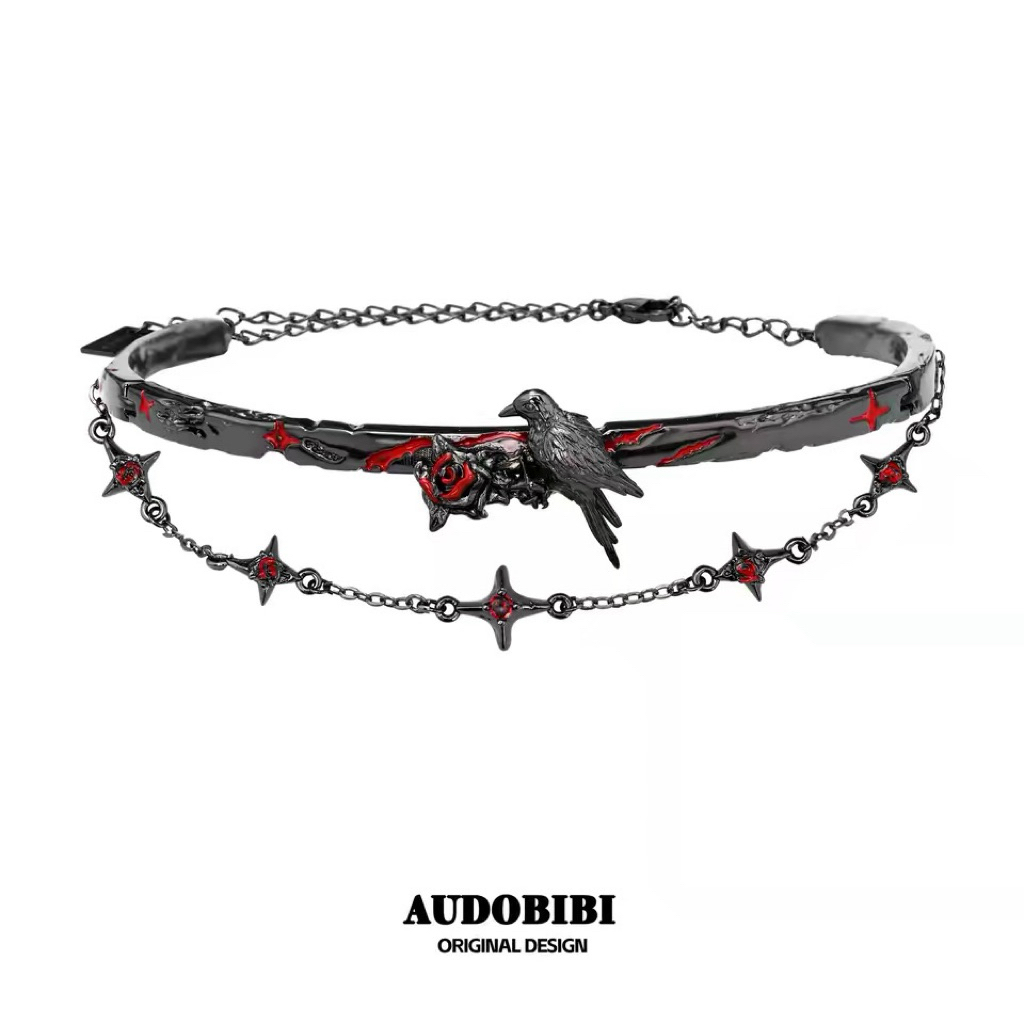 AUDOBIBI - Raven Eclipse Choker โชคเกอร์ Raven Eclipse - ประดับเซอร์โคเนีย ปรับความยาวได้