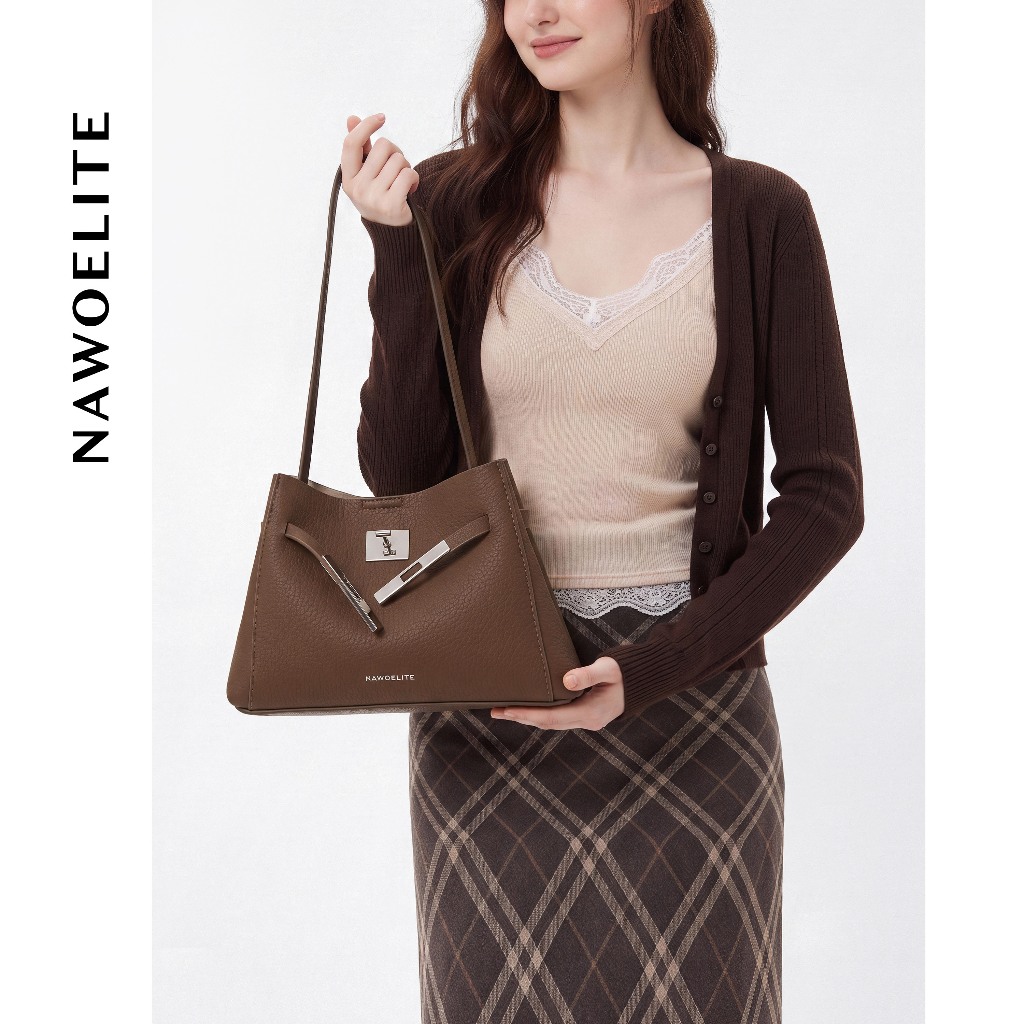 NAWOELITE Kaira Bag กระเป๋าแฟชั่นสุภาพสตรีกระเป๋าสะพายไหล่ พกพาสะดวกทุกวัน กระเป๋าครอสบอดี้PUคลาสสิก11.02 ×3.94×7.09นิ้ว