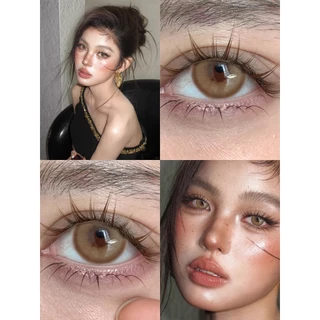 【💄ซื้อ2คู่ แถม ลิปสติก+ตลับ💋】Midroo [COD] สินค้าใหม่ เลนส์มินิแฟชั่น เลนส์แฟชั่นสีชัด Aoki Brown/Grey-14.0รายเดือน