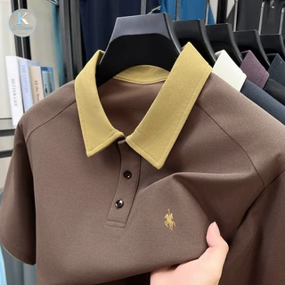 kcloset - เสื้อโปโลผู้ชายคุณภาพดี ผ้าฝ้าย 280 กรัม สั้นแขน คอปก เนื้อผ้าหนา มีลายปักโลโก้