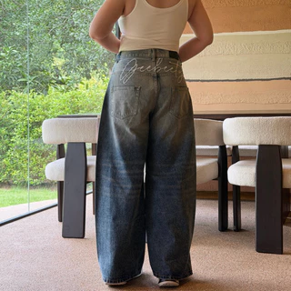 Two Tone Baggy Jeans 👖 ✨ ยีนส์สีทูโทน ทรงบากี้ ยีนส์สาวอวบอ้วนทรงใหญ่ 🌊🖤 | Geebeety