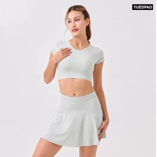 Yuedpao MotionSkin Active Bonding ชุดออกกำลังกาย เสื้อครอปบราในตัว และกระโปรงกีฬา ไร้ตะเข็บ ผ้านุ่มลื่น แห้งไว (5 สี)