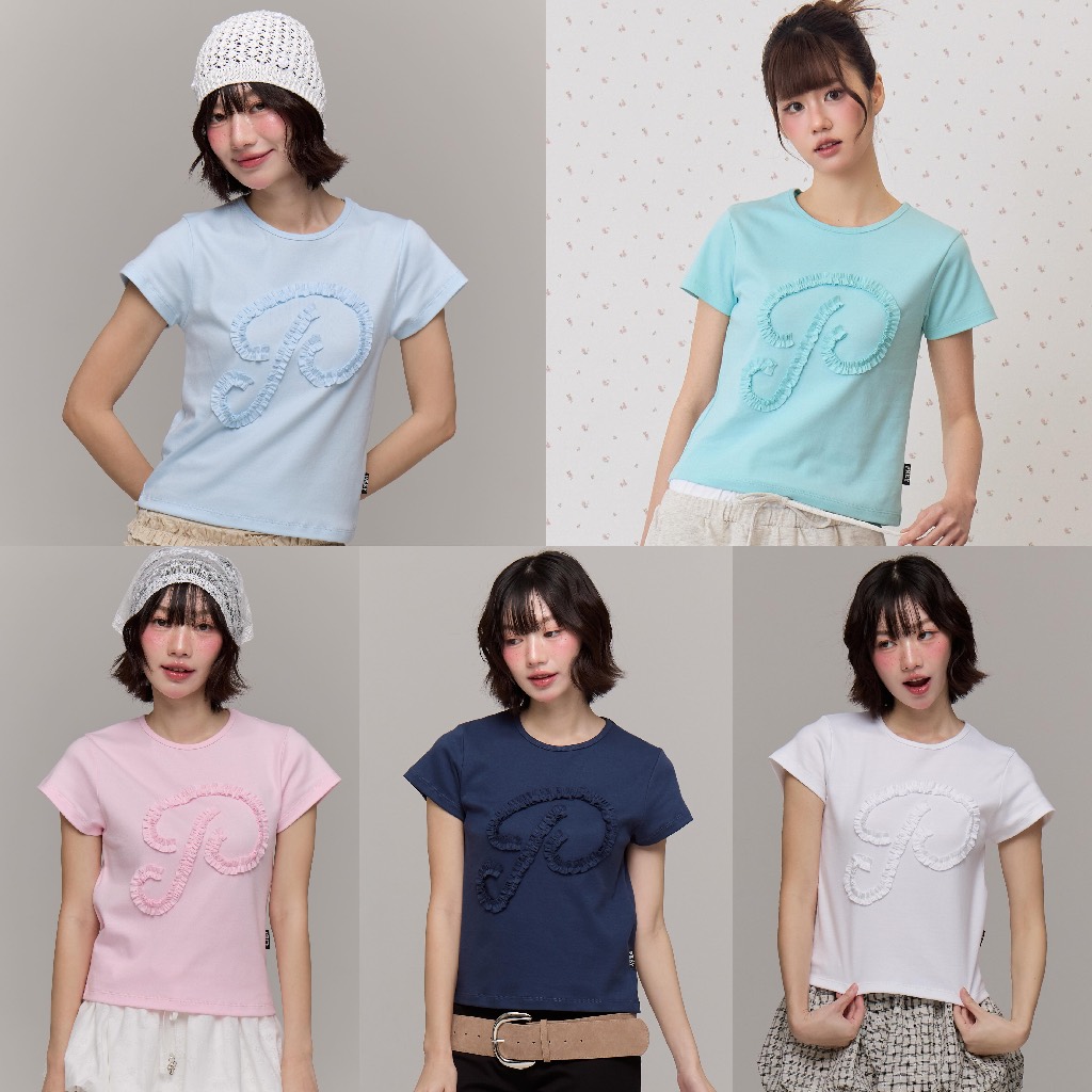 (พร้อมส่ง)prey เสื้อยืดคอกลม puffy p babytee